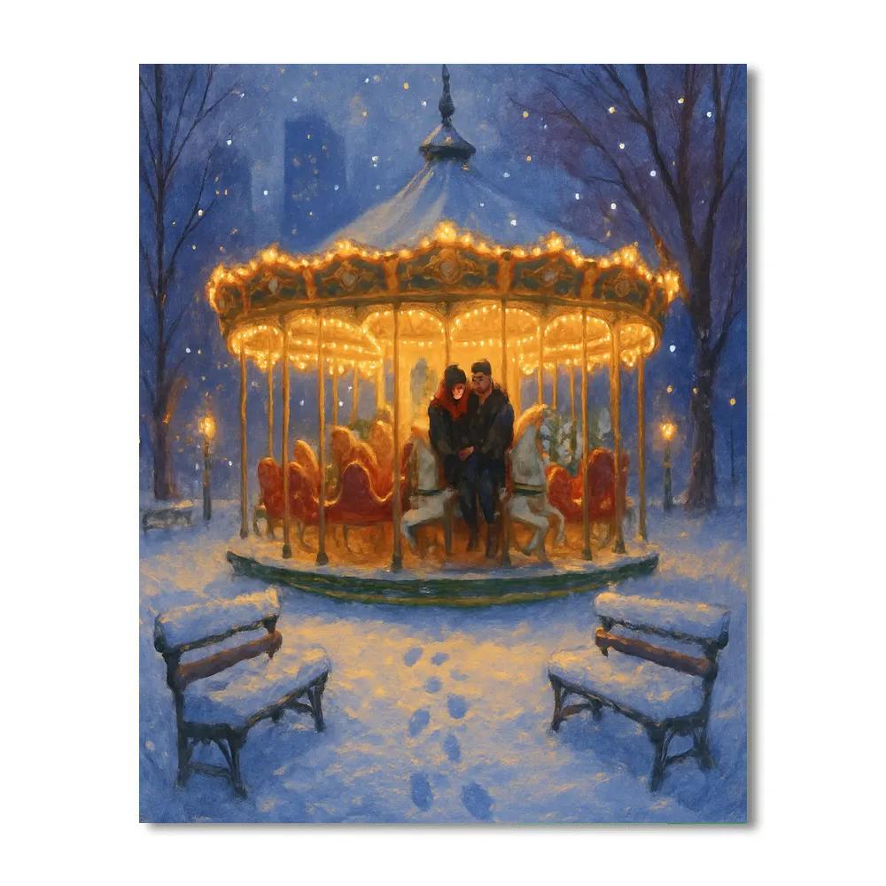 Winter Carousel Date In City Park Paint by numbers kits
