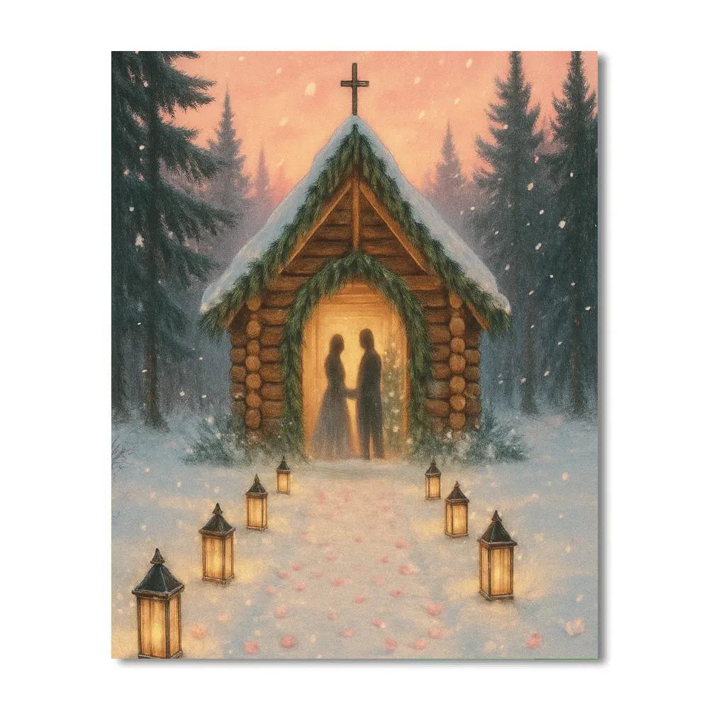 Winter Wedding At Evergreen Chapel Paint by numbers kits