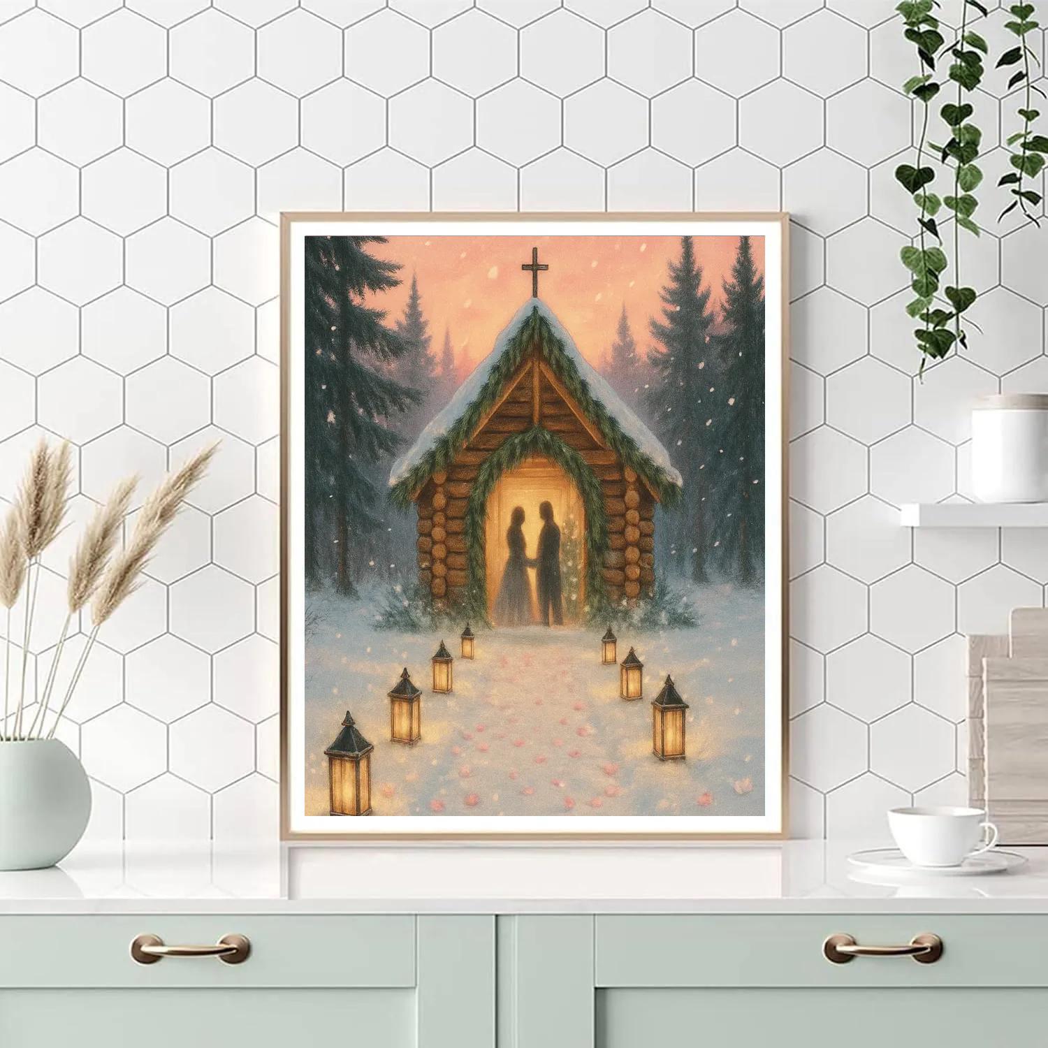 Winter Wedding At Evergreen Chapel Paint by numbers kits