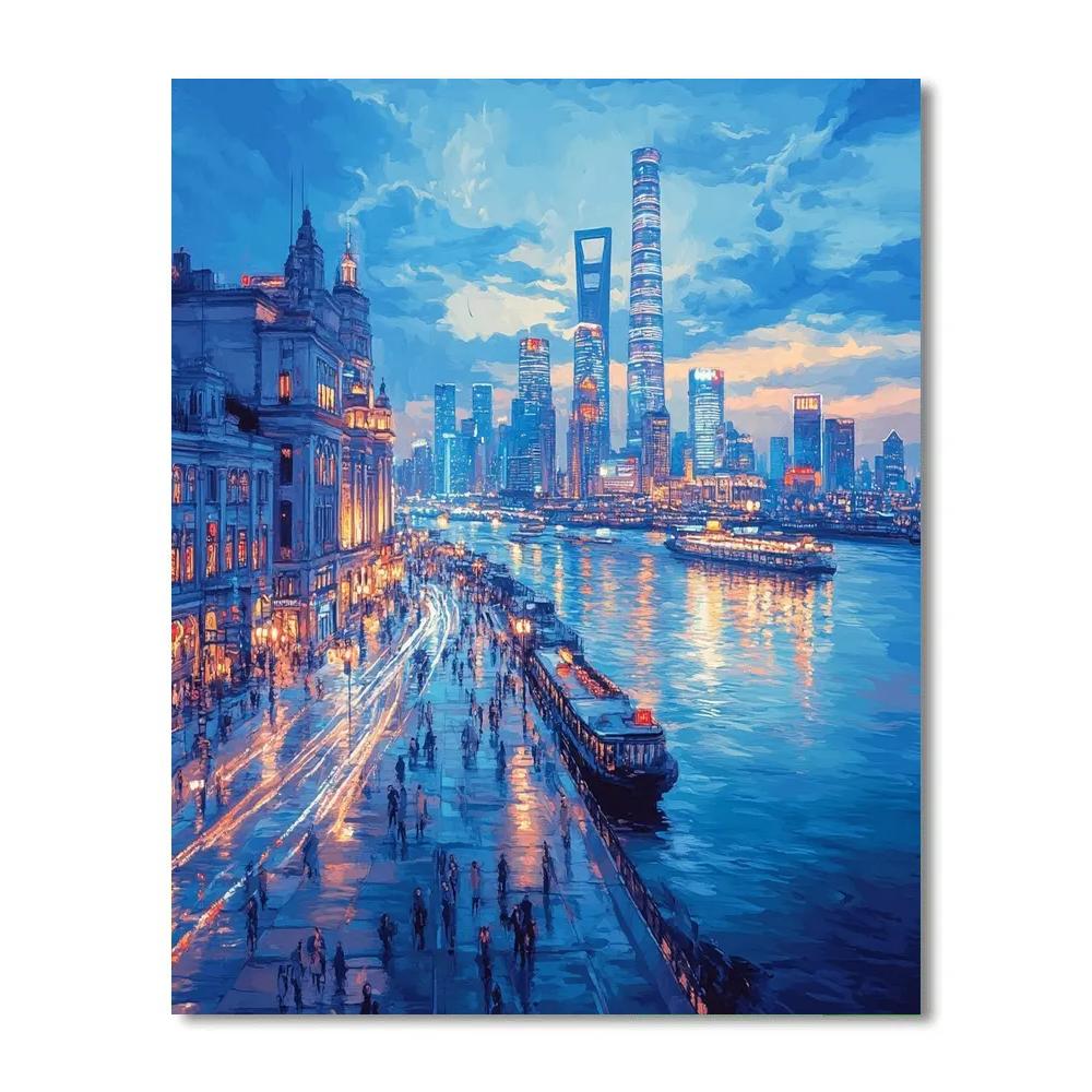 Skyline From The Bund Shanghai China DIY paint by numbers