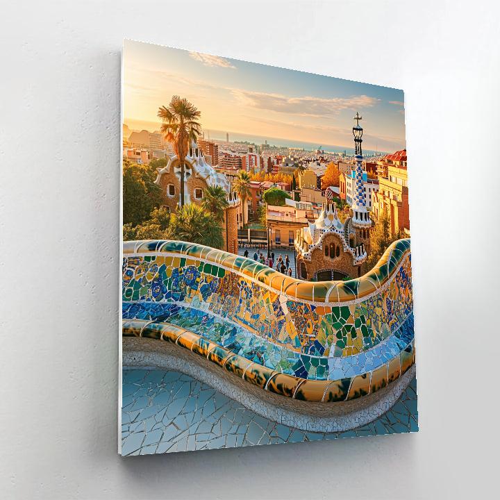 Park Guell Mosaic Terraces Barcelona Spain Paint by numbers art