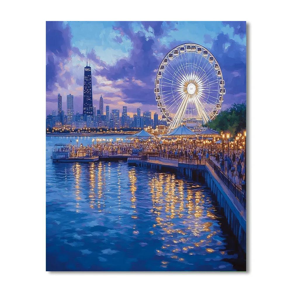 Navy Pier At Dusk Chicago United States Paint by numbers kits