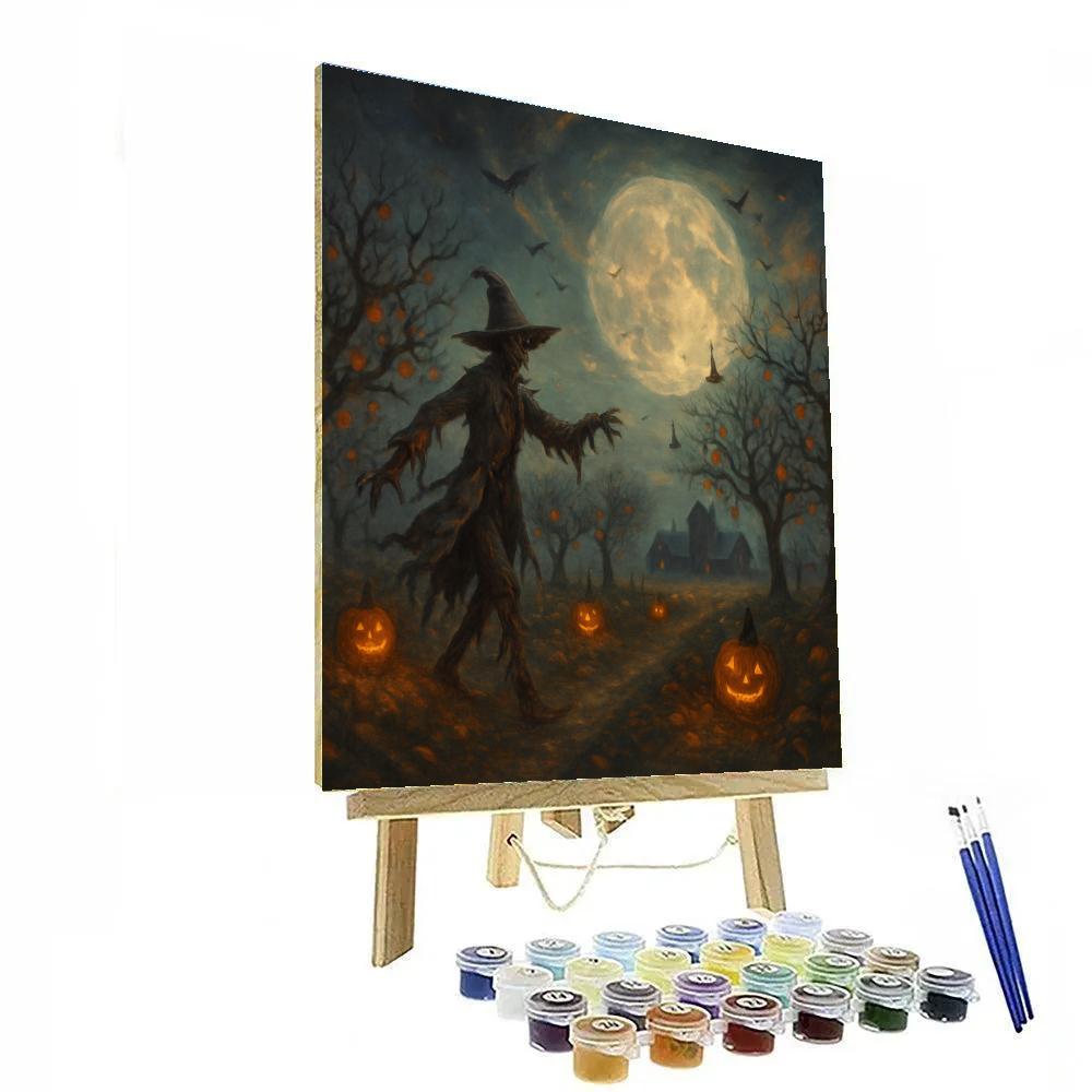 Moonlit Orchard Of Wandering Scarecrows Paint by numbers art