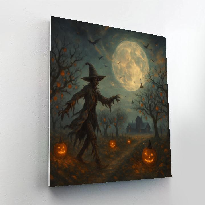 Moonlit Orchard Of Wandering Scarecrows Paint by numbers art
