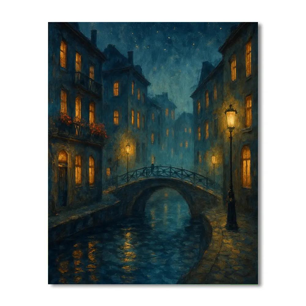 Moonlit Canal Corner paint by number