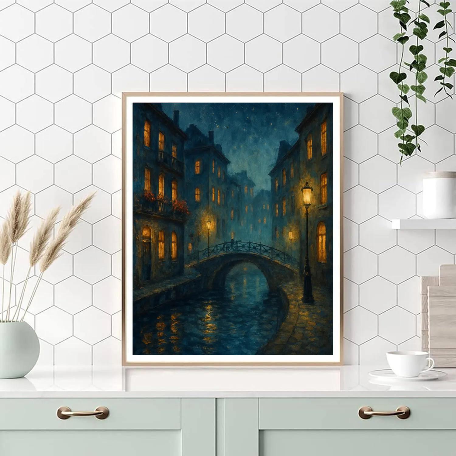 Moonlit Canal Corner paint by number