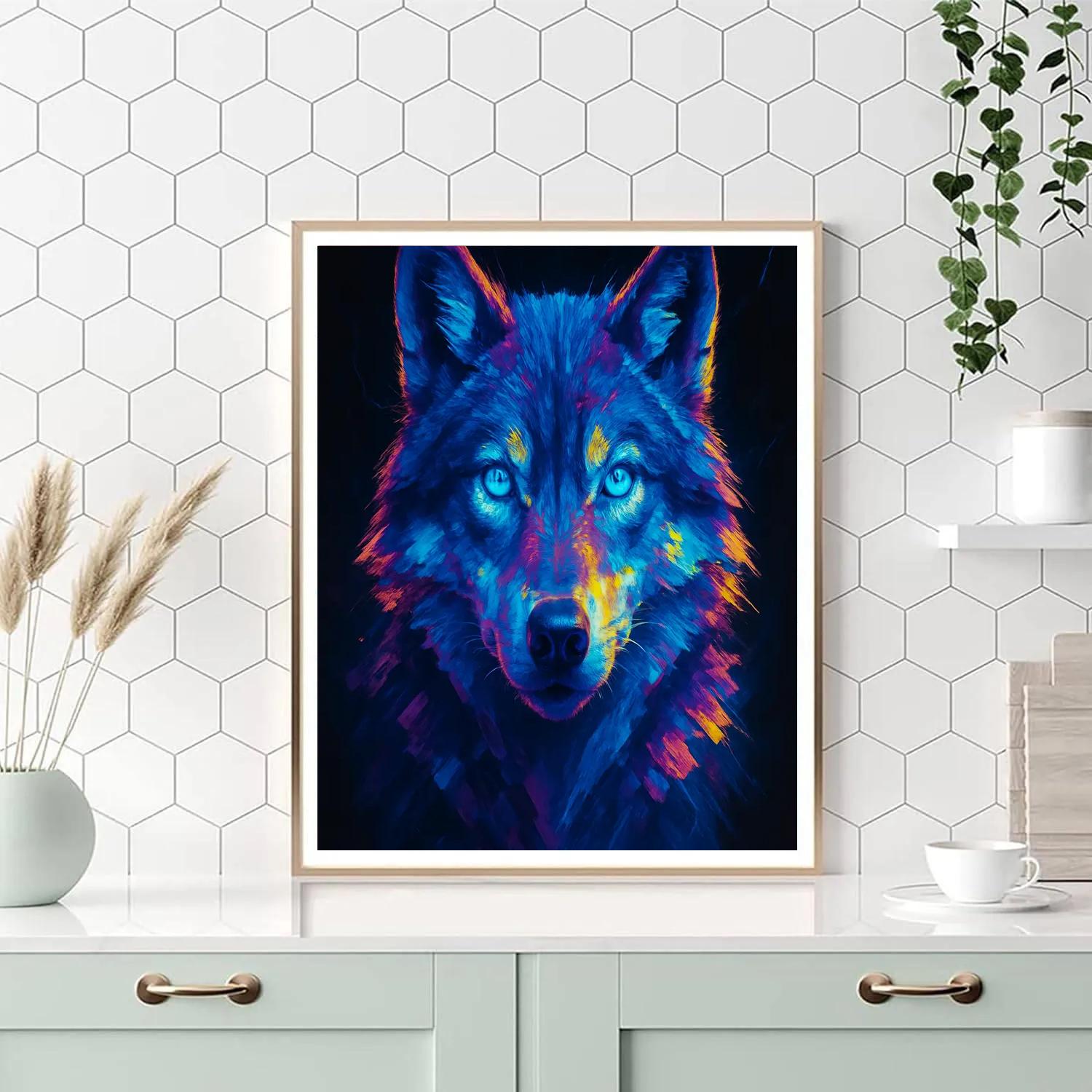 Prismatic Thunder Wolf Gaze DIY paint by numbers