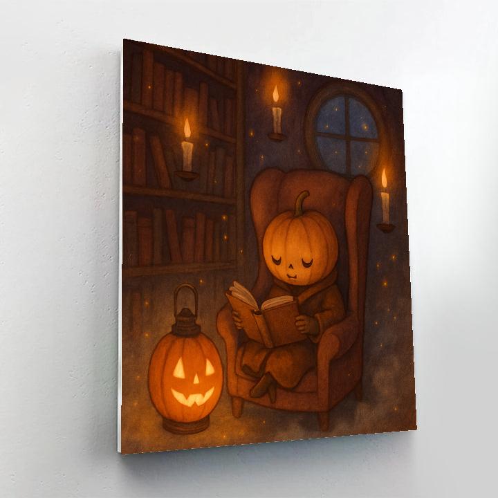 Pumpkin Lantern Library Night painting number kit