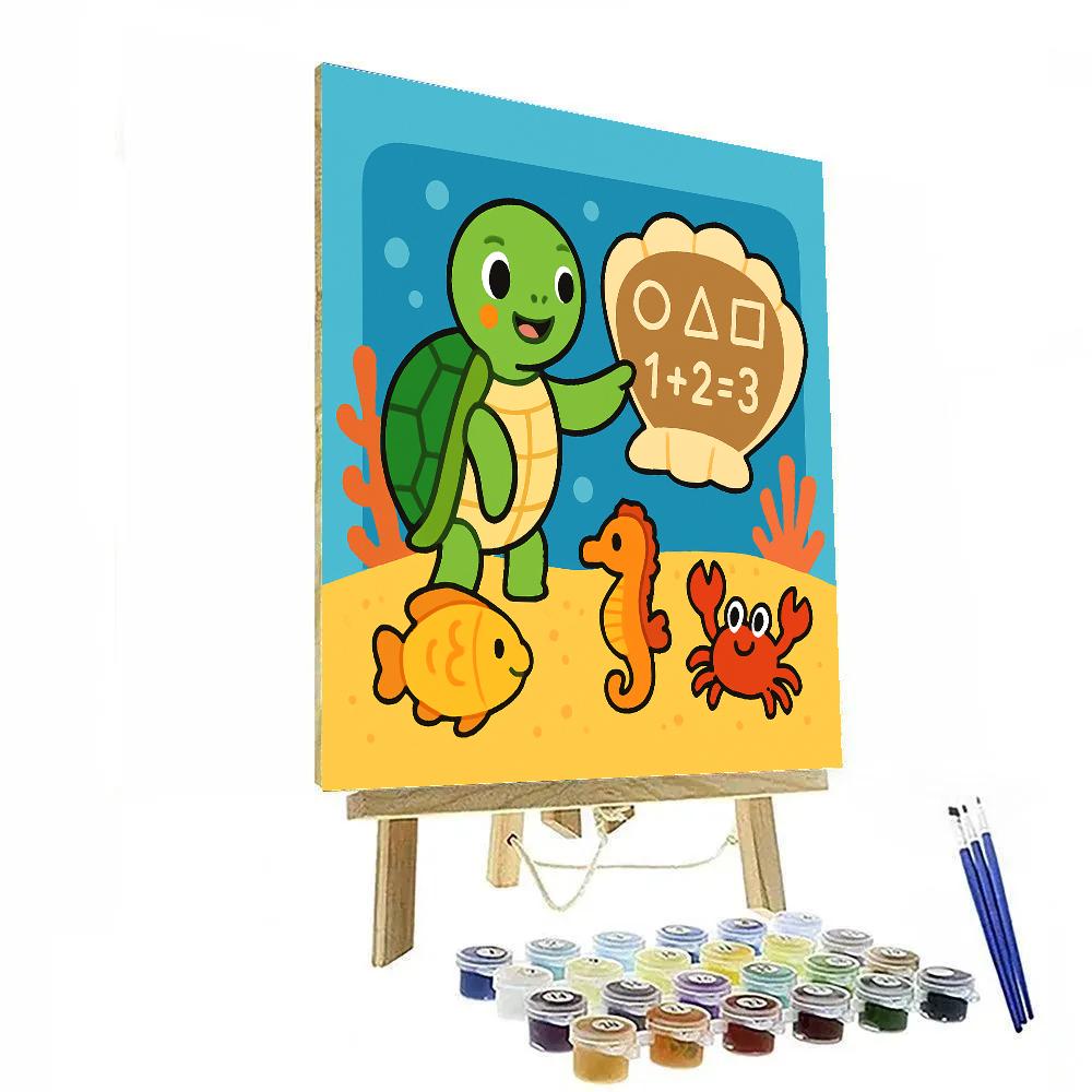 Coral Classroom Of The Curious Sea Turtle painting number kit