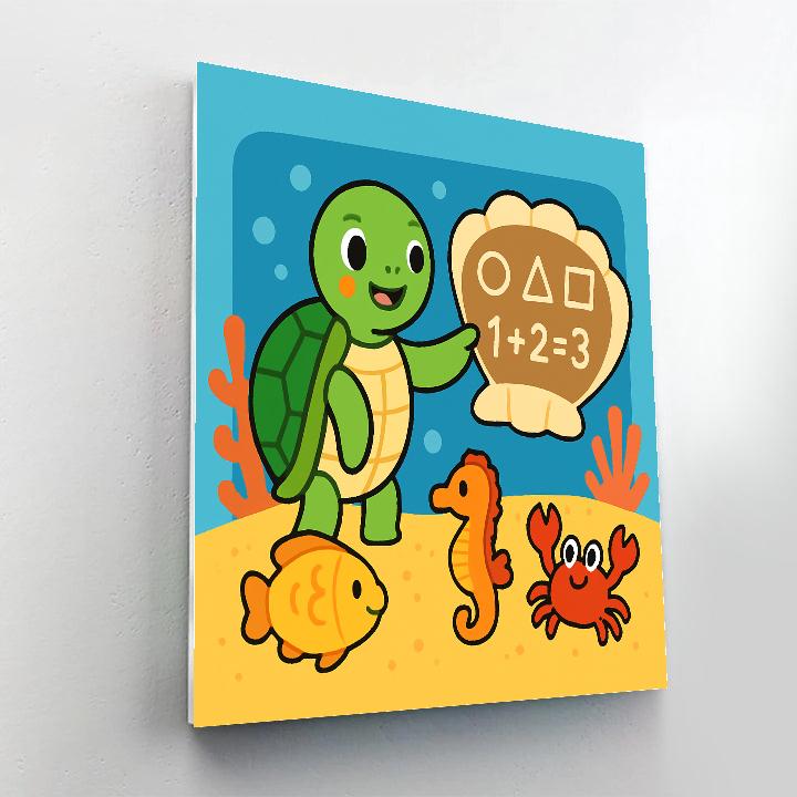 Coral Classroom Of The Curious Sea Turtle painting number kit