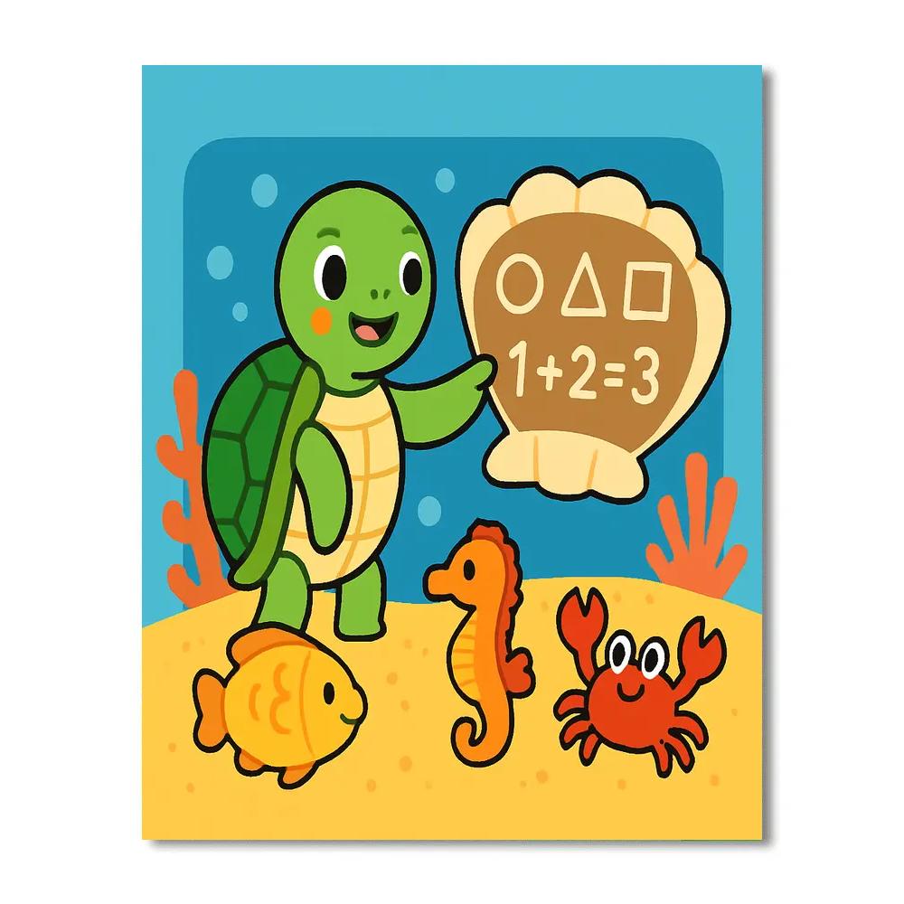 Coral Classroom Of The Curious Sea Turtle painting number kit