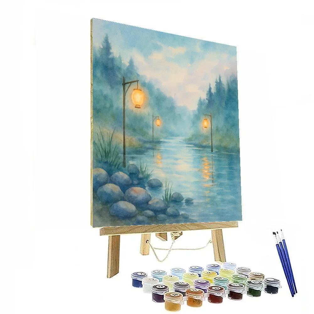 Misty River Lanterns Number painting