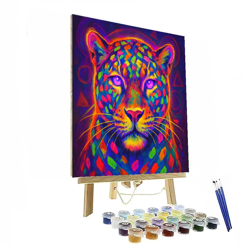 Neon Carnival Jaguar Queen Paint by numbers art