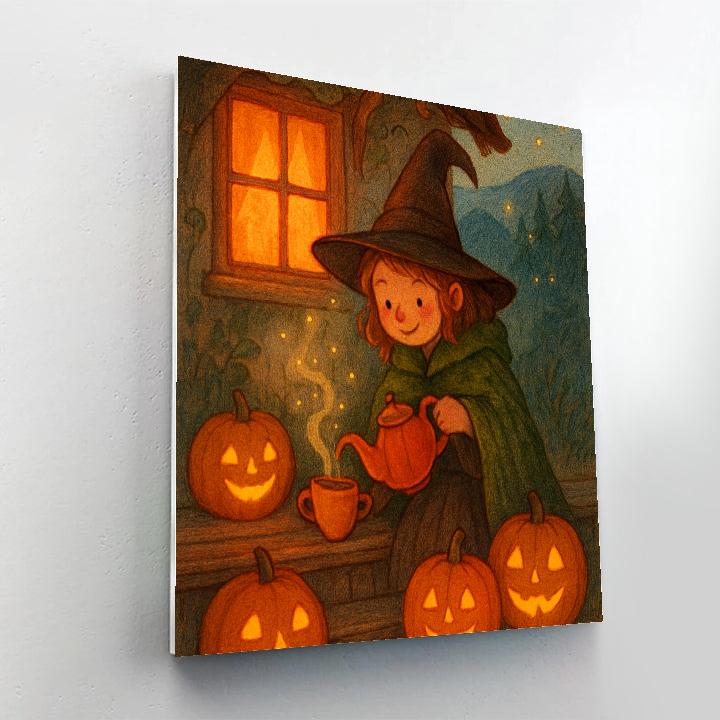 Witch Cottage Pumpkin Tea Porch Painting by numbers kit