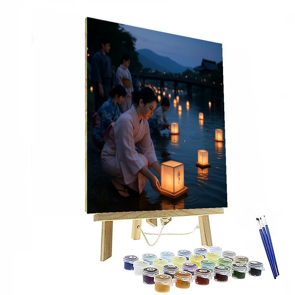 Obon Lantern Floating In Kyoto paint by number