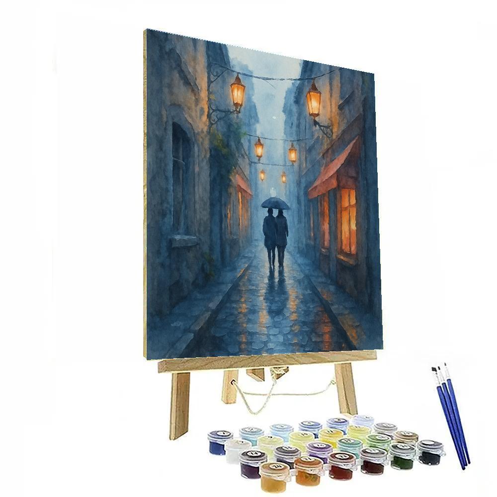 Rainy Lantern Alleyway Paint by numbers kits