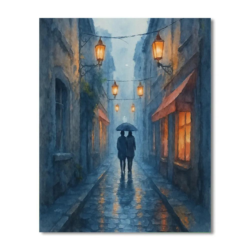 Rainy Lantern Alleyway Paint by numbers kits