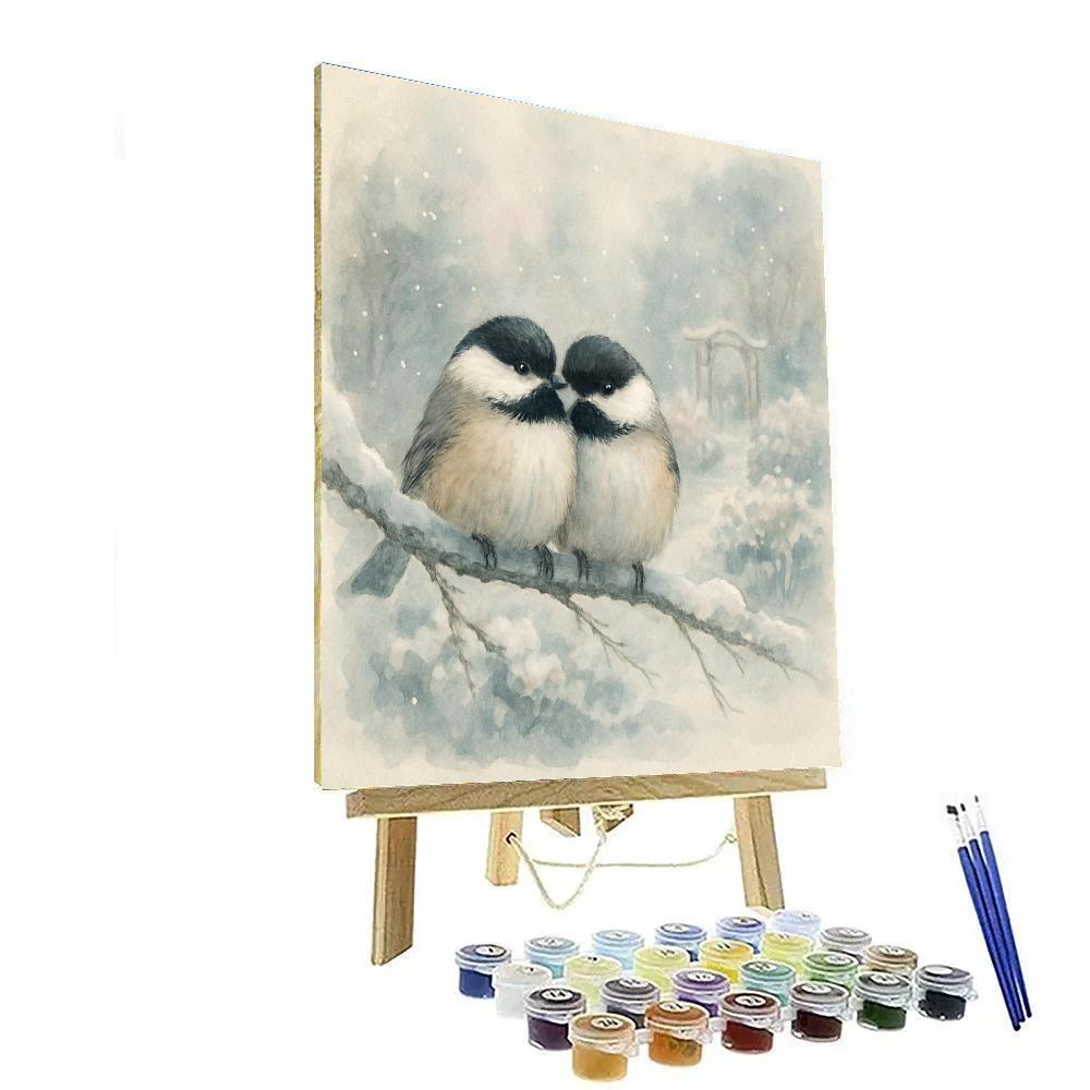 Snow Garden Chickadees Painting by numbers kit
