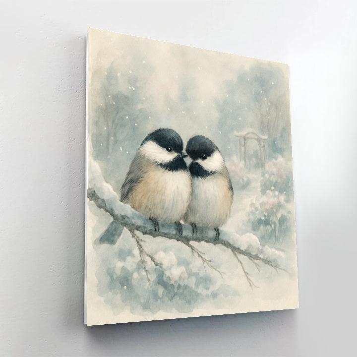 Snow Garden Chickadees Painting by numbers kit
