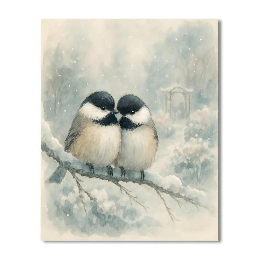 Snow Garden Chickadees Painting by numbers kit