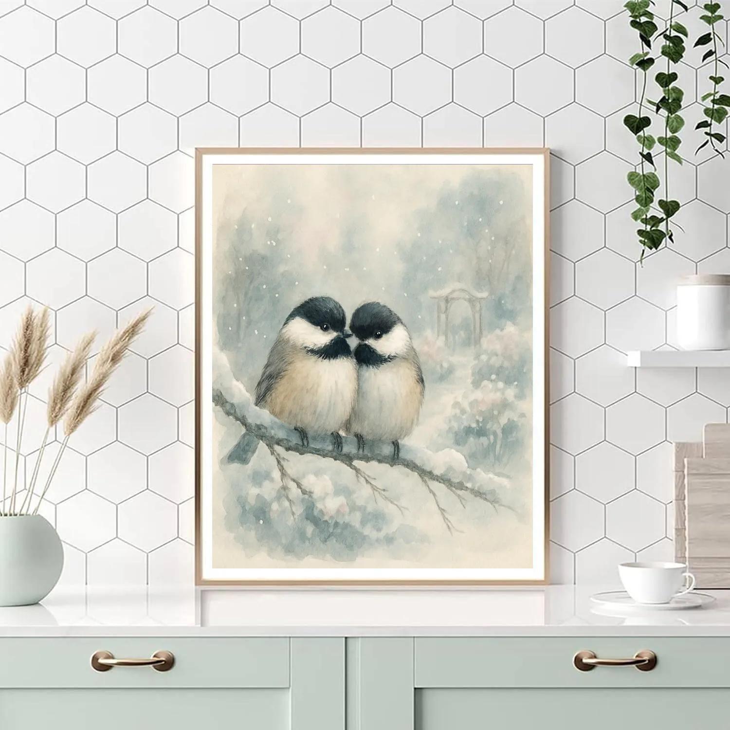 Snow Garden Chickadees Painting by numbers kit