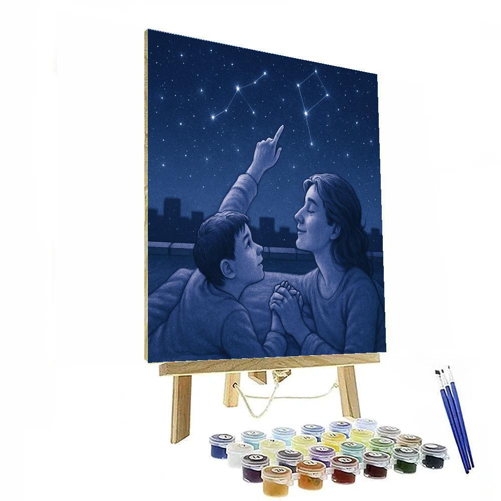 Stargazing On The Rooftop With Mom paint by color