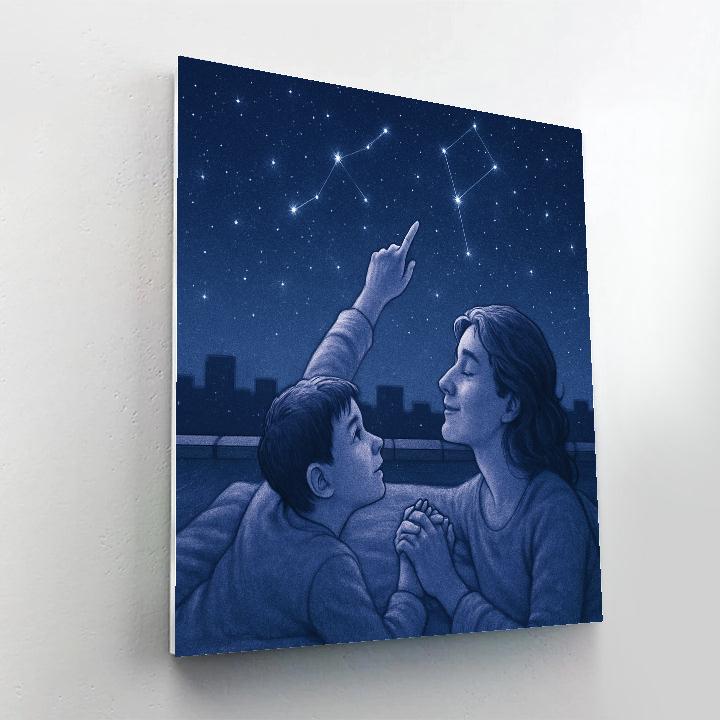 Stargazing On The Rooftop With Mom paint by color