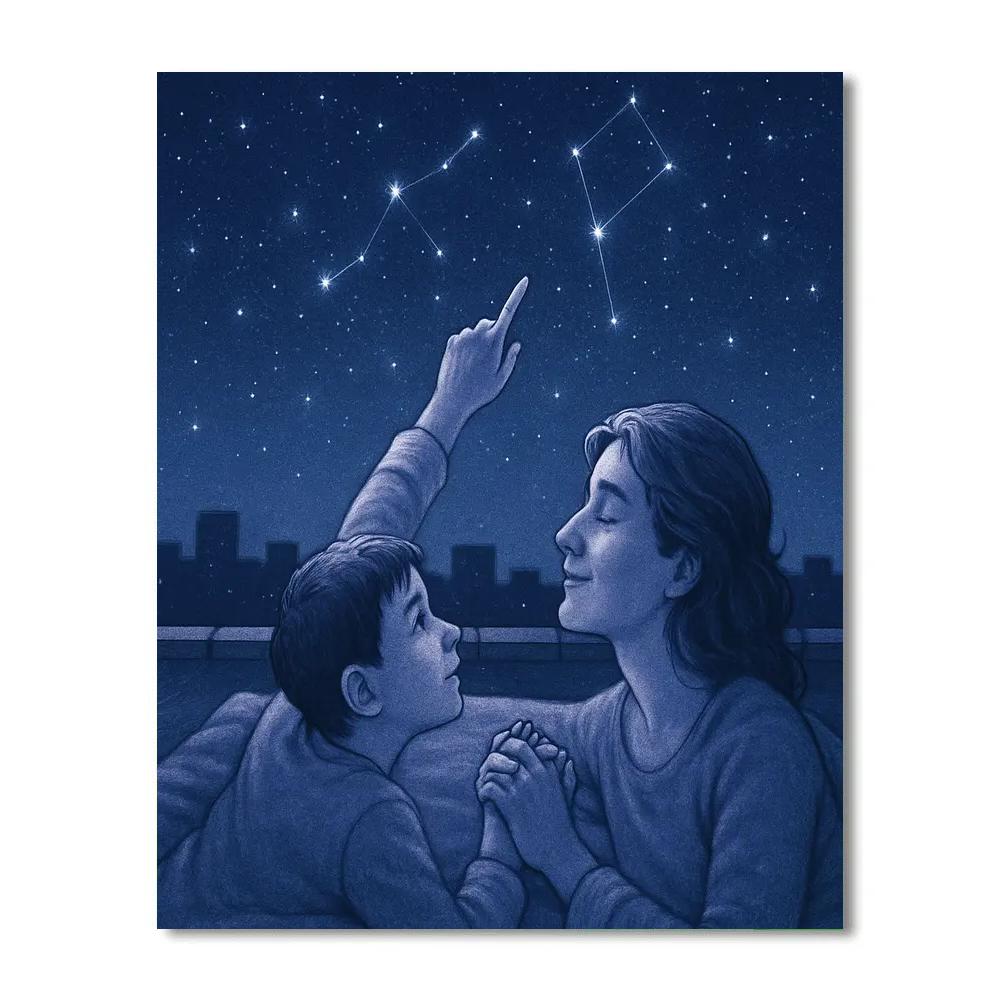 Stargazing On The Rooftop With Mom paint by color