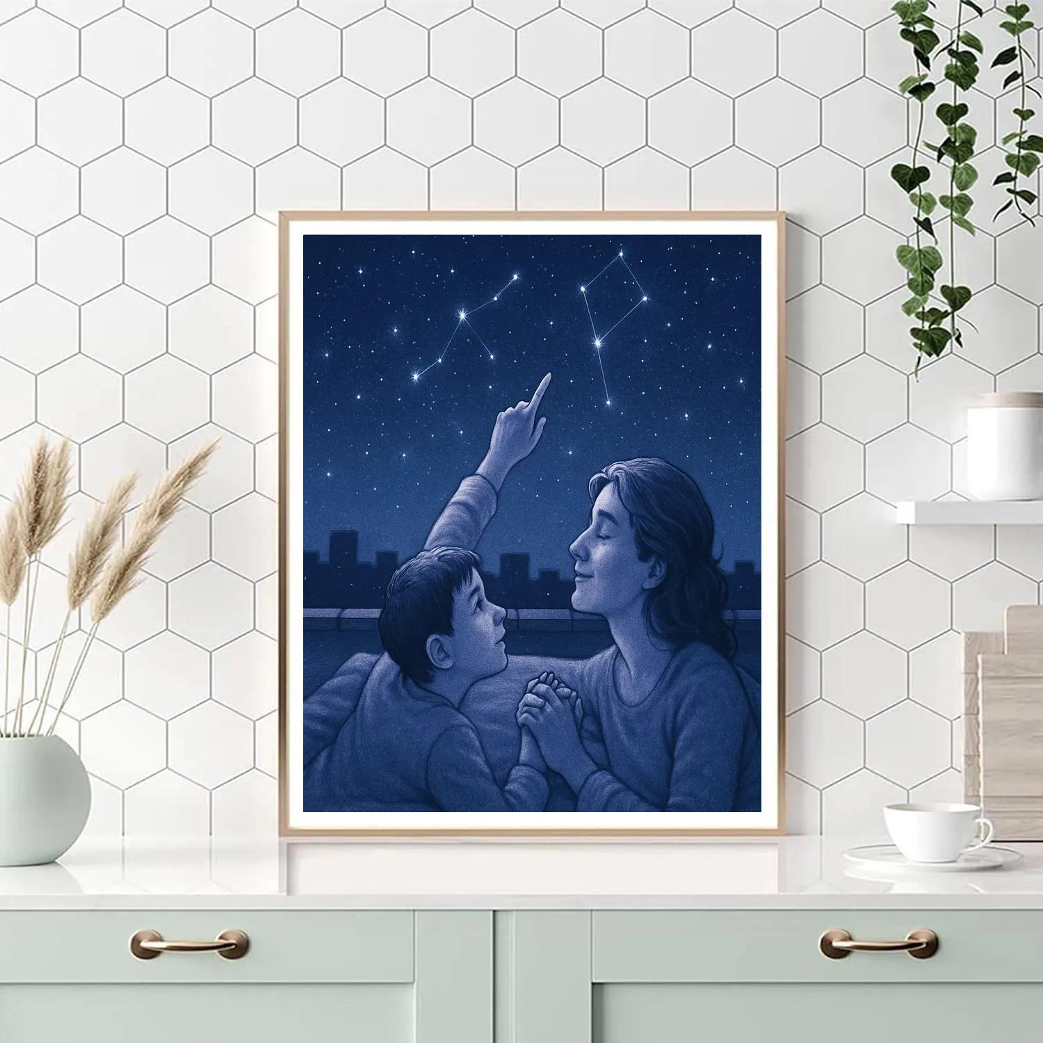 Stargazing On The Rooftop With Mom paint by color