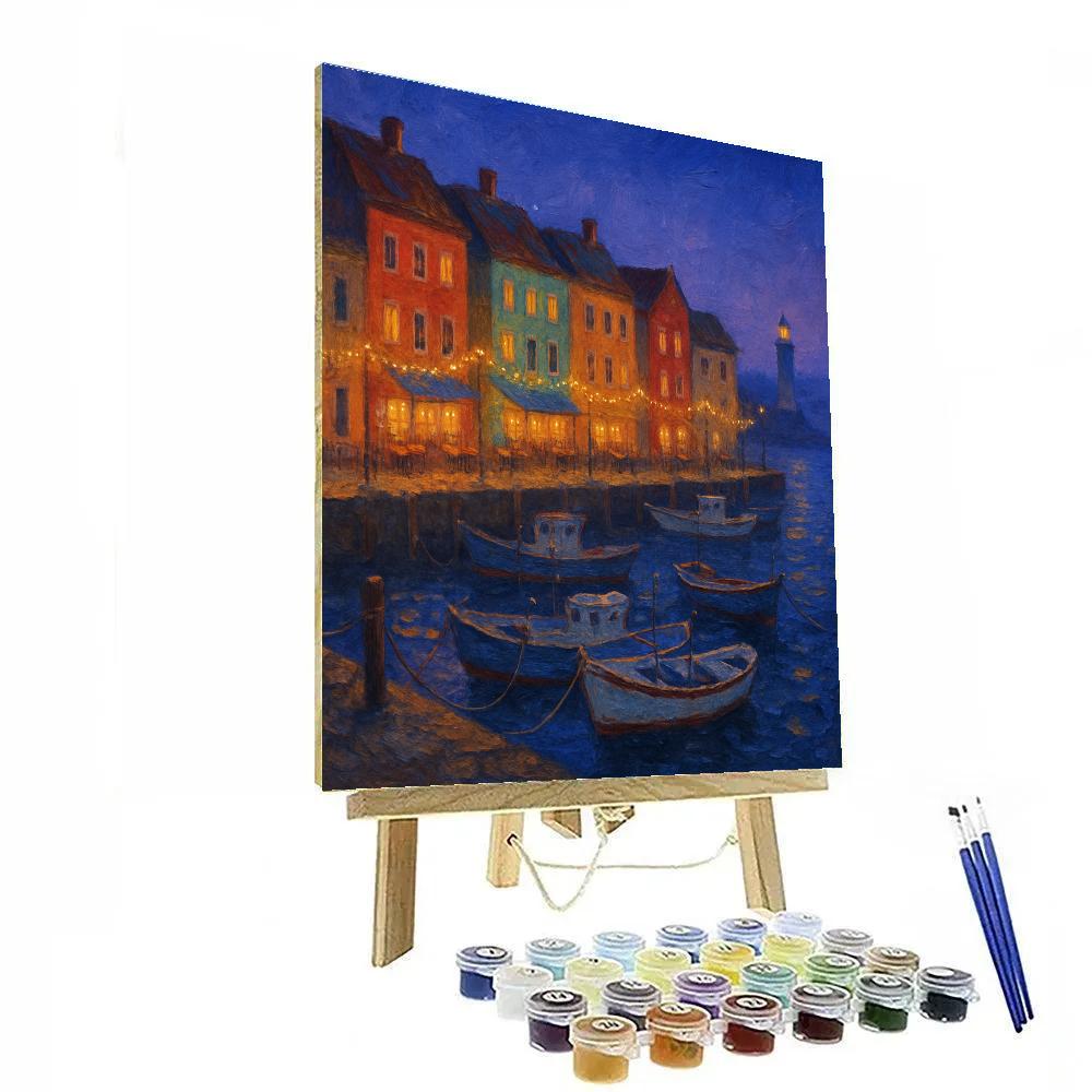 Harbor Docks Evening Glow painting number kit