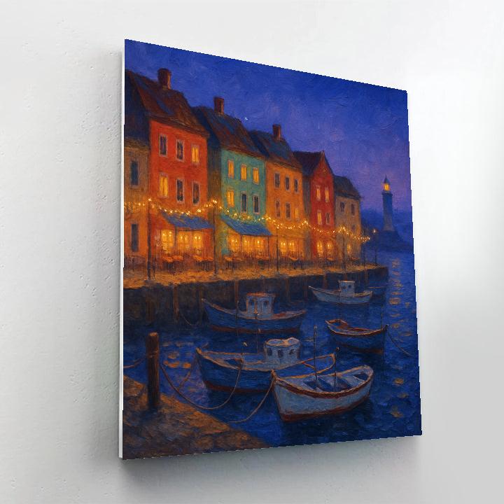 Harbor Docks Evening Glow painting number kit