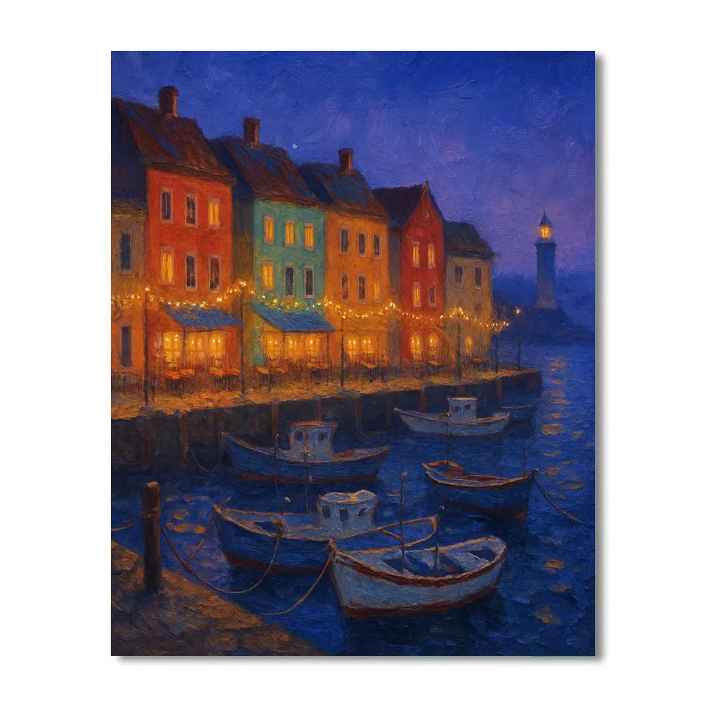 Harbor Docks Evening Glow painting number kit