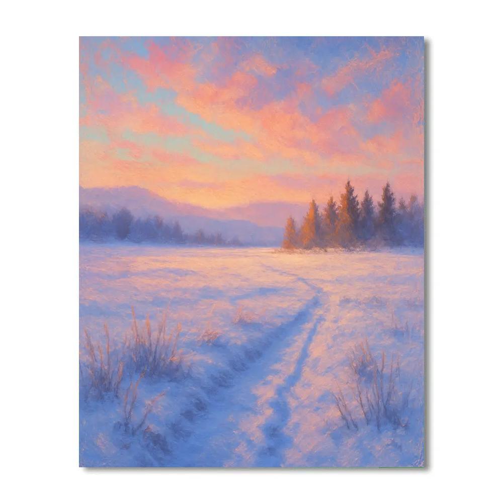 Sunrise Over Icy Meadow Path Number painting
