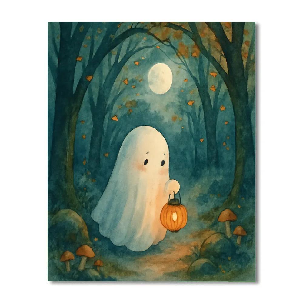 Ghost Lantern Forest Path painting number kit