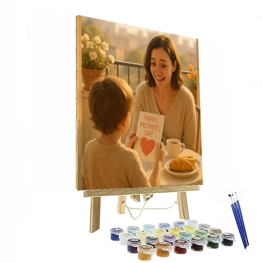 Mothers Day Breakfast Balcony Moment painting number kit