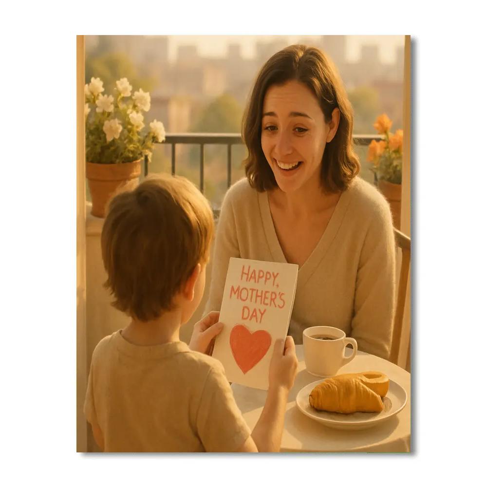 Mothers Day Breakfast Balcony Moment painting number kit
