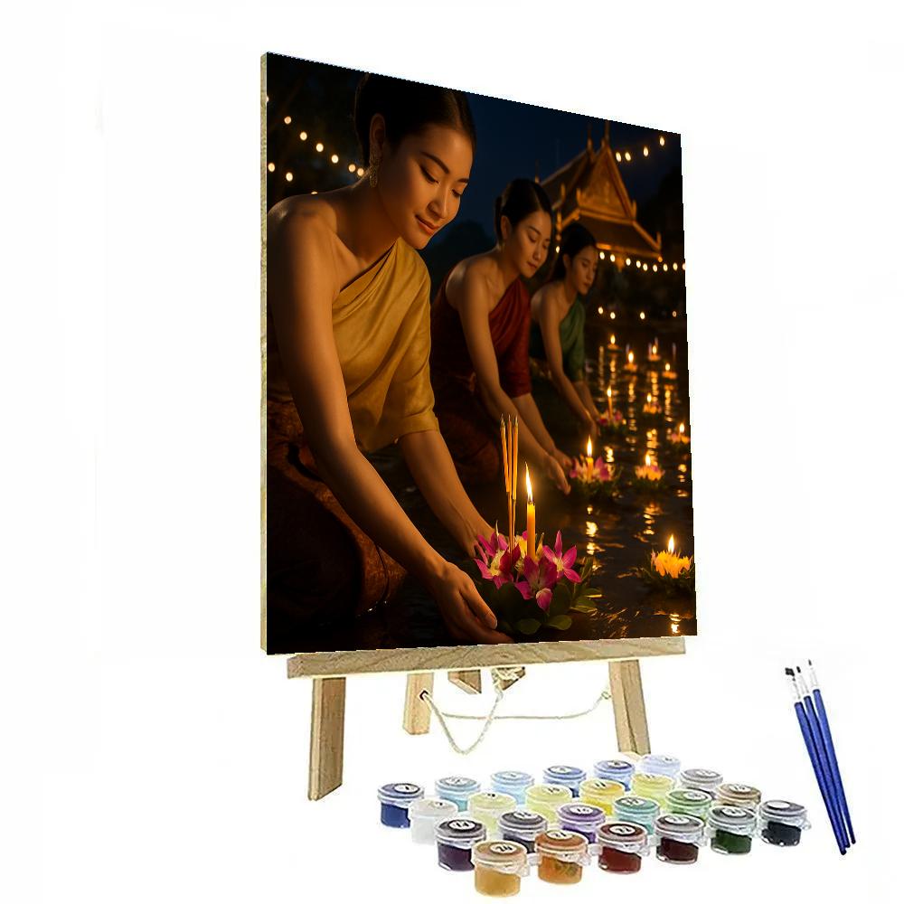 Thai Loy Krathong Riverside Night Paint by numbers kits