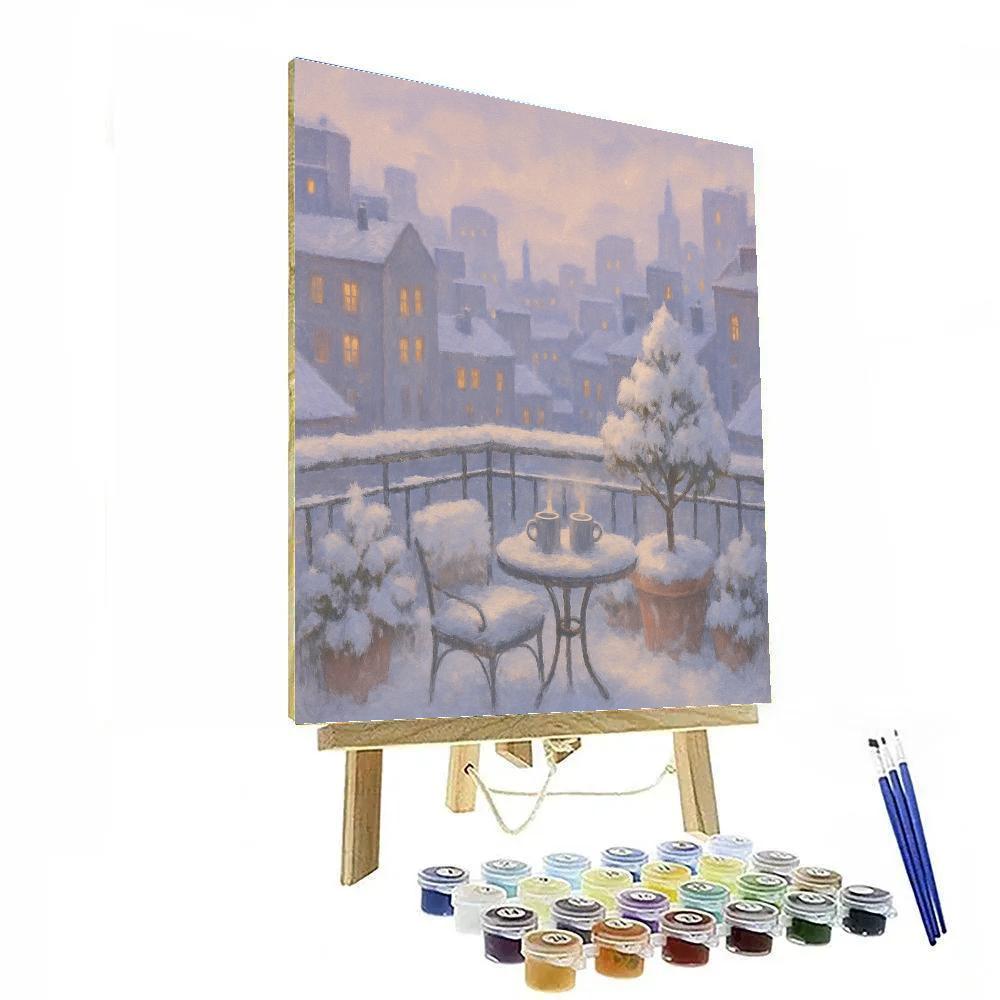 Snowy Rooftop Skyline Nest paint by numbers