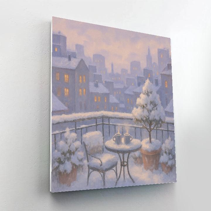 Snowy Rooftop Skyline Nest paint by numbers