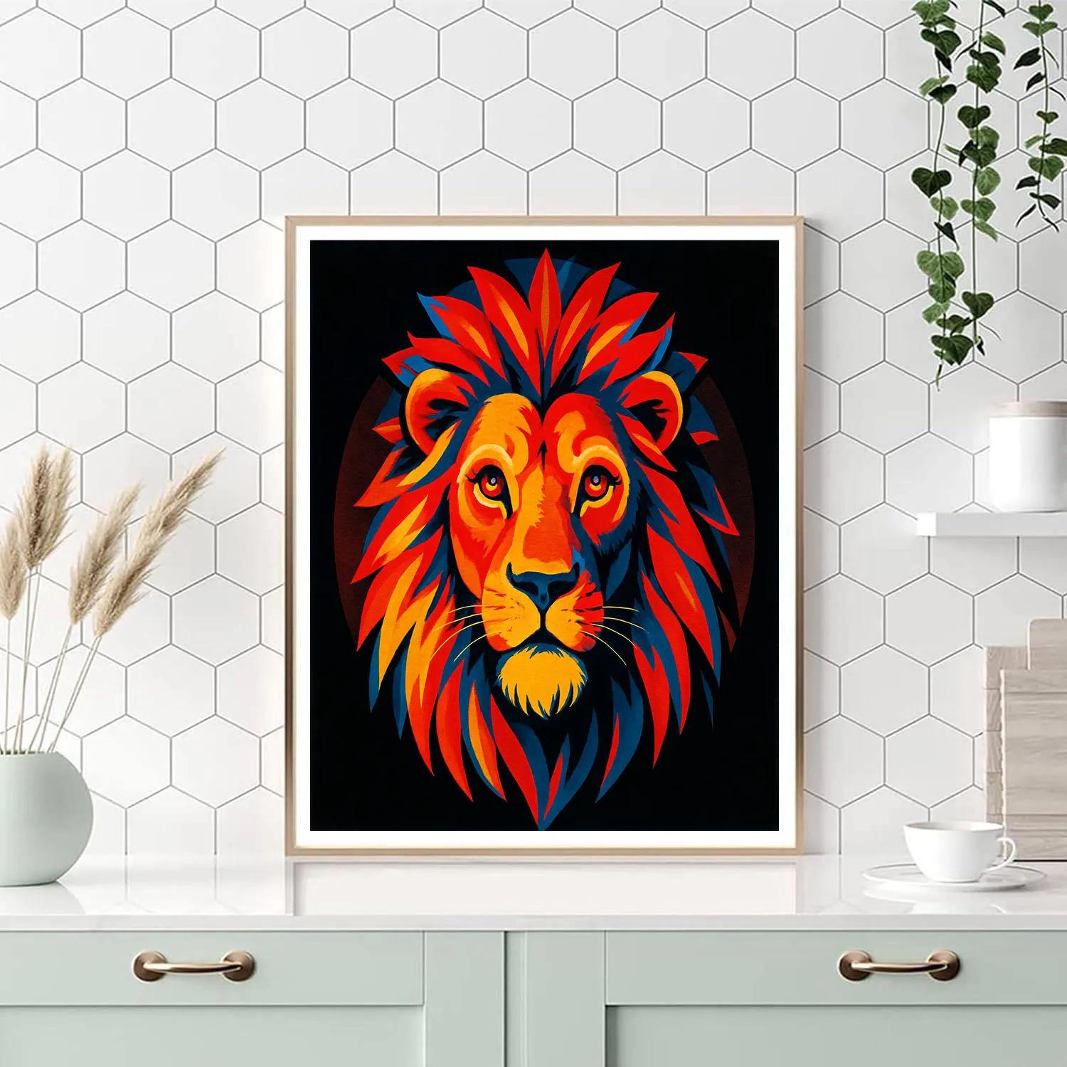 Solar Crown Lion Radiance Number painting