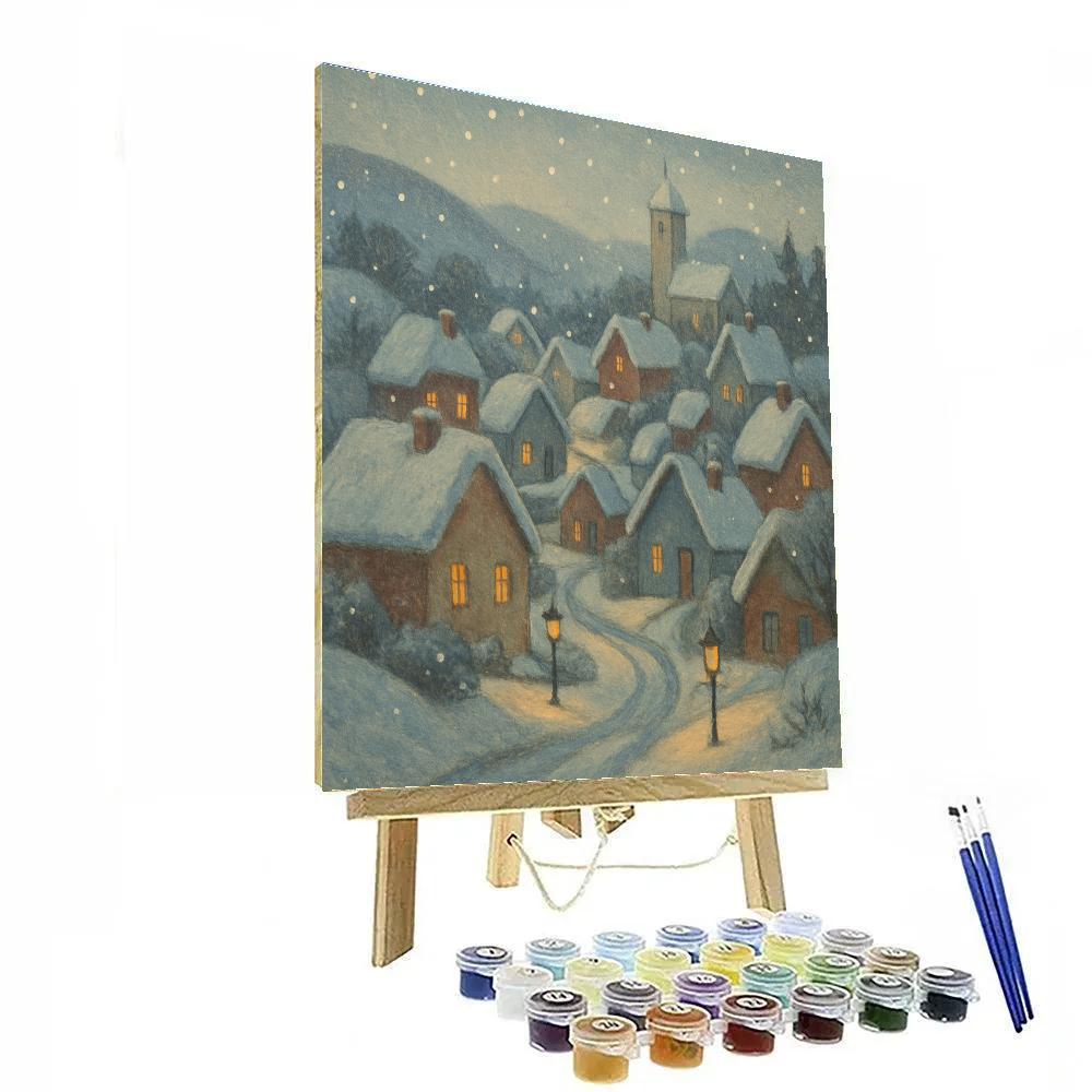 Village Lanterns In Gentle Snow Painting by numbers kit