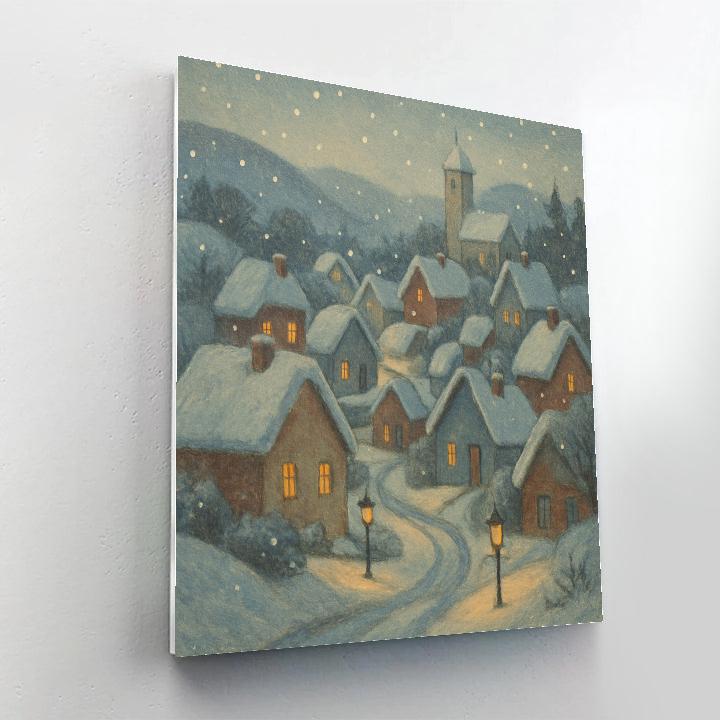 Village Lanterns In Gentle Snow Painting by numbers kit