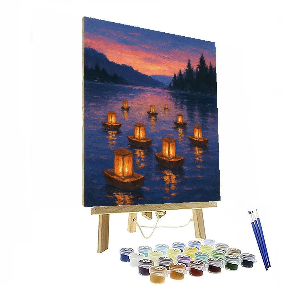 Lantern Drift On Evening Lake paint by numbers