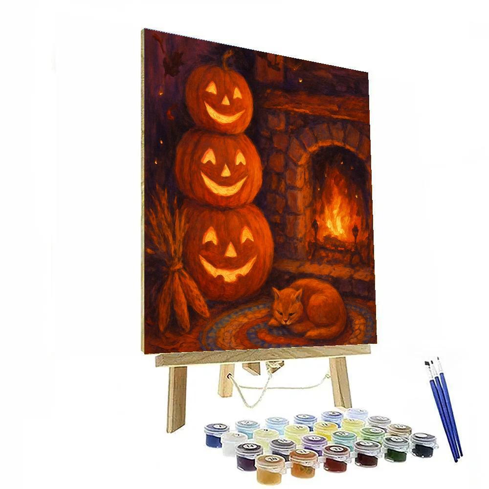 Stacked Pumpkins Hearth Glow Paint by numbers art