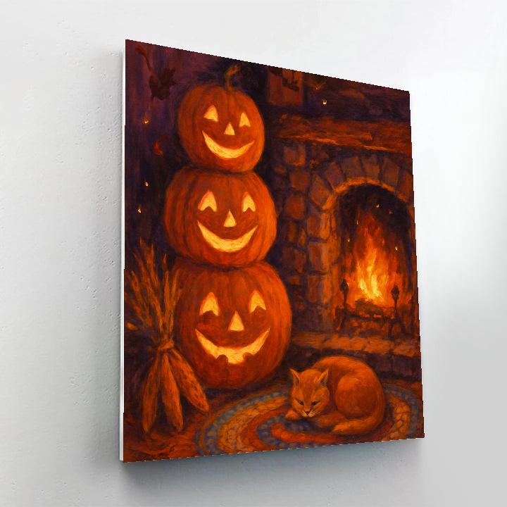 Stacked Pumpkins Hearth Glow Paint by numbers art