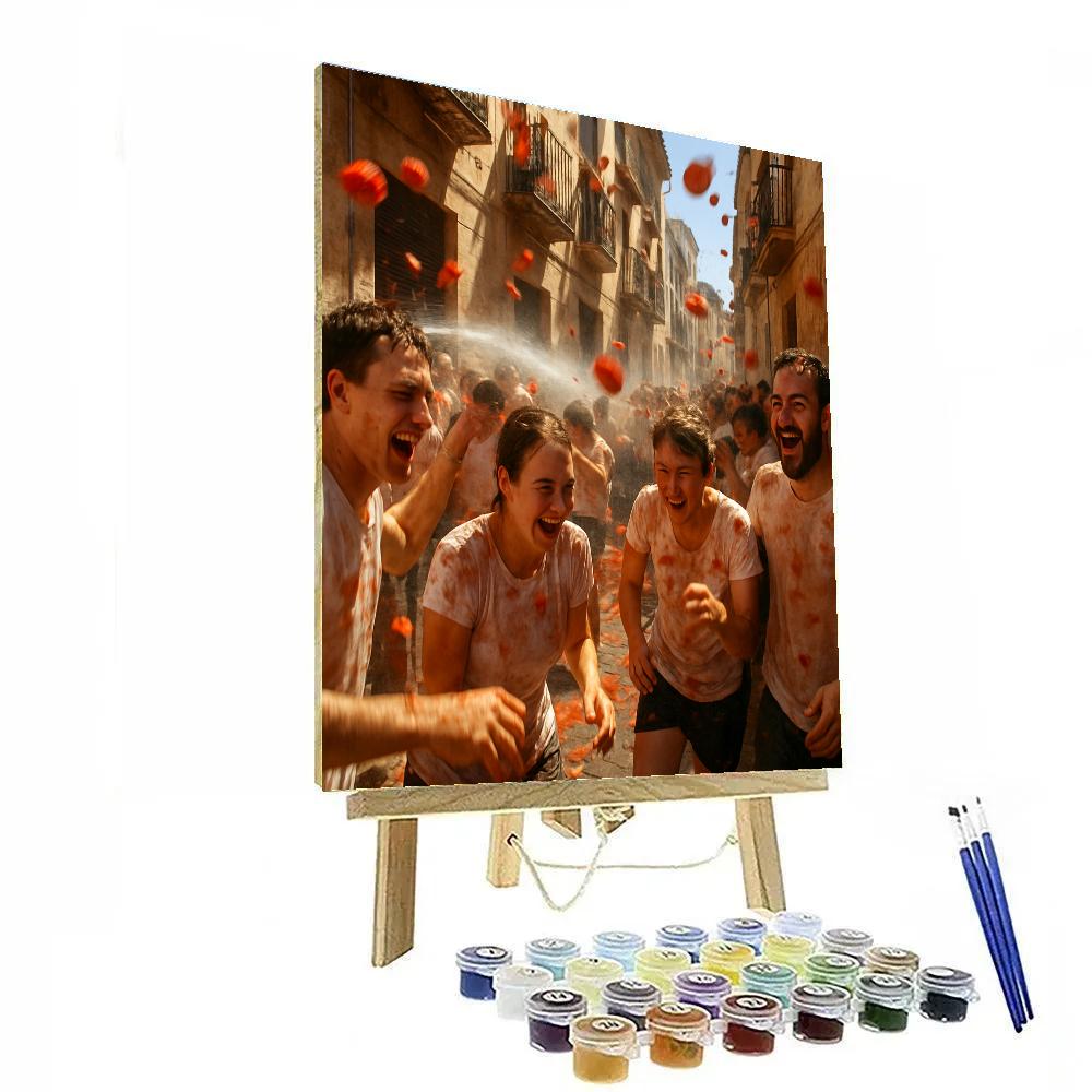 Spanish La Tomatina Town Square DIY paint by numbers