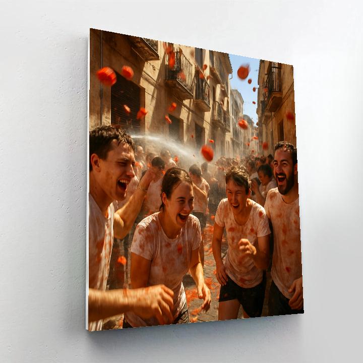 Spanish La Tomatina Town Square DIY paint by numbers