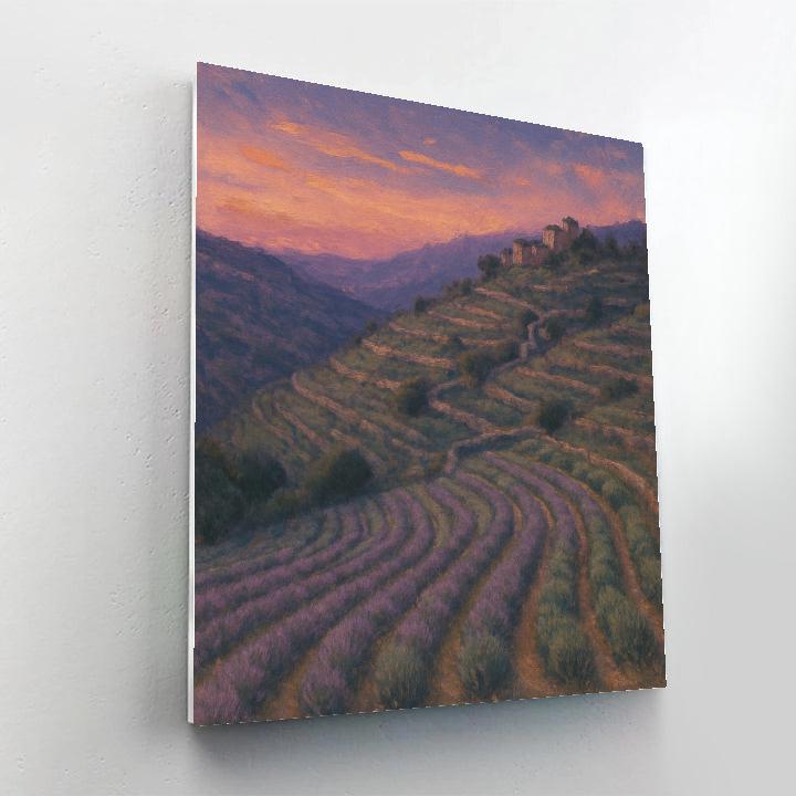 Lavender Dusk Over Terraced Hills Number painting