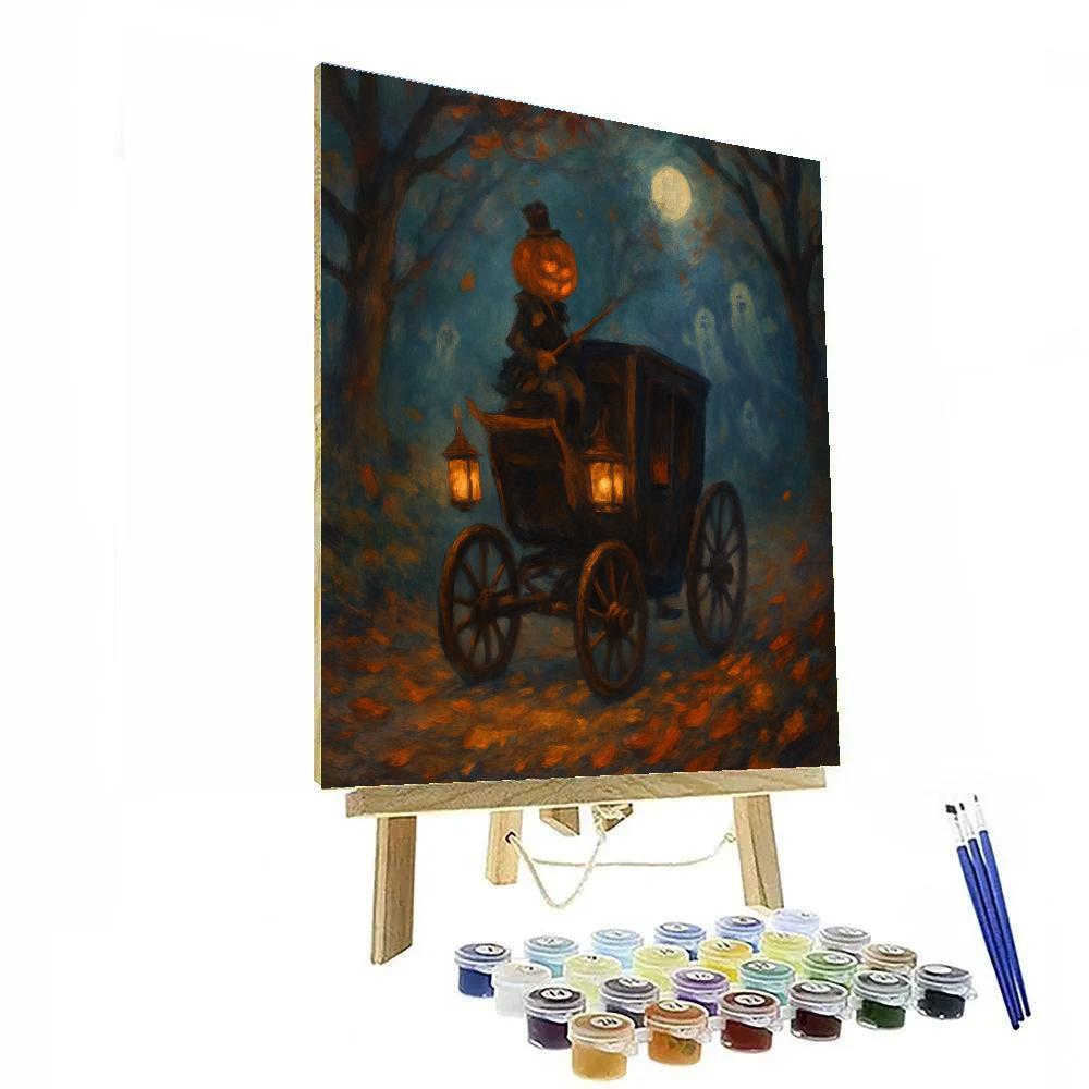 Haunted Carriage Pumpkin Ride paint by number