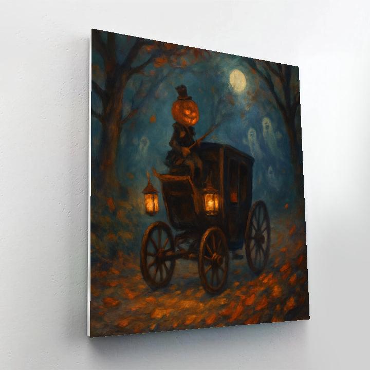 Haunted Carriage Pumpkin Ride paint by number